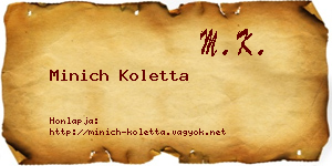 Minich Koletta névjegykártya
